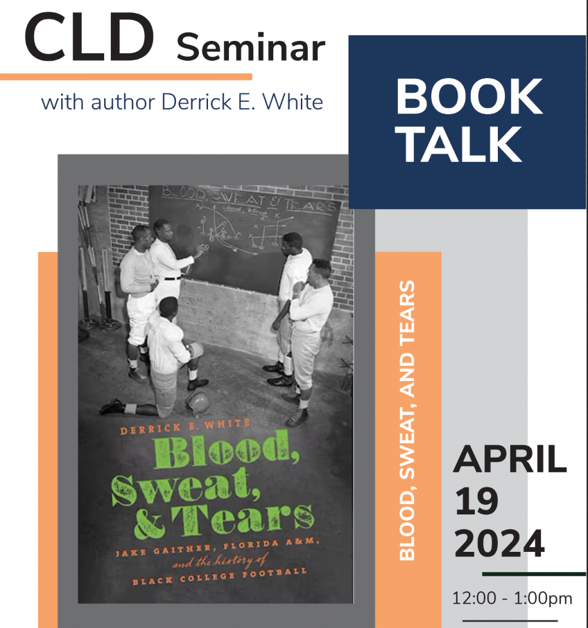 Flyer about a seminar with a photograph of the book cover to be discussed