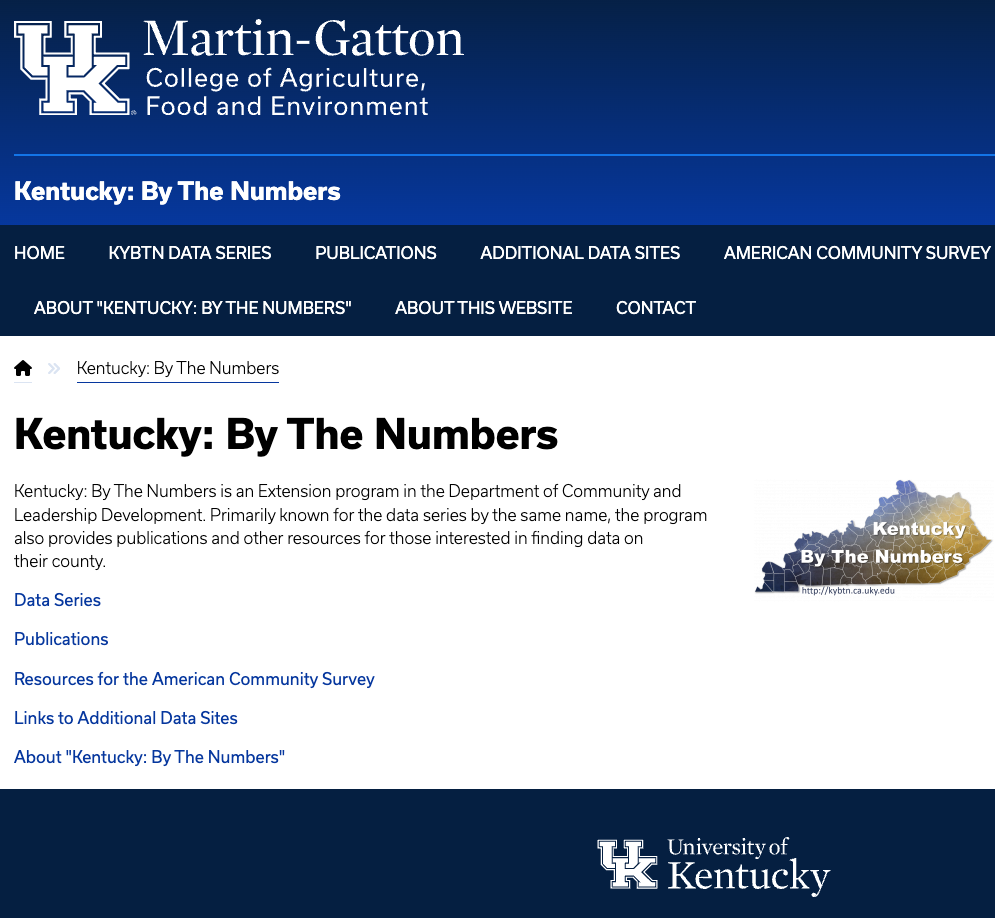 KY By the Numbers Webpage Image